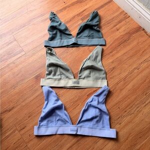 SKIMS Triangle Bralette Trio in Sage, Olive, and Lavender